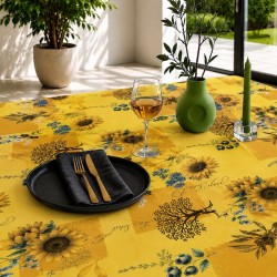 Toile cirée Tournesols sur fond jaune soleil