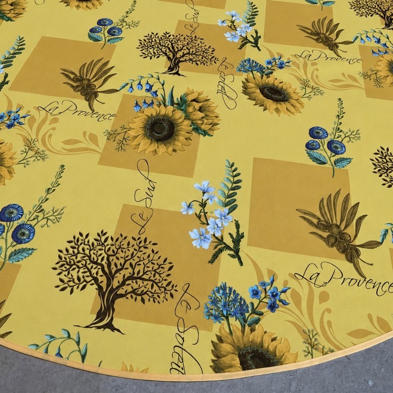Toile cirée ronde, Tournesols