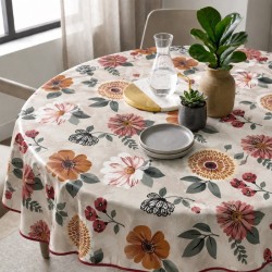 Toile cirée motif floral multicolore