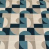 Toile cirée aux lignes géométriques blanches sur fond beige naturel